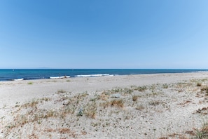 A beach with clear skies and calm sea.