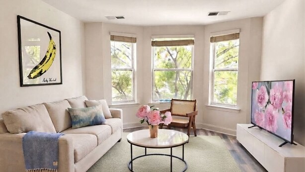 Living area - Mins to NYC - Hoboken 2 BR/ 2 Bath. W/D, Elevator, Gym, Lounge, Workspace, Game (Hoboken)