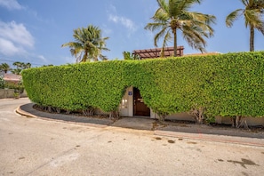 A building partially covered by a dense green hedge. - PB98B-3 - Private Villa with pool - Close to Palm Beach (Palm Beach)