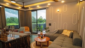 Living area - The Luxe A-Frame Villa Pool Forest View (Lachhiwala Range)