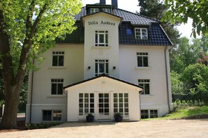 A two-story building with a sign 'Villa Andrea' at the top. - Holiday apartment in Waren with swimming pool (Waren)