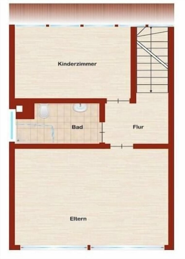 Planta baixa com quarto infantil, banheiro e hall.