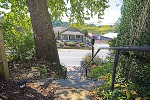 A residential street with a house, a visible road, and a tree. - Messer Loop Hideaway - Downtown, Walk to Shops (Blue Ridge)