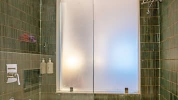 Hair dryer (on request), towels, soap, shampoo