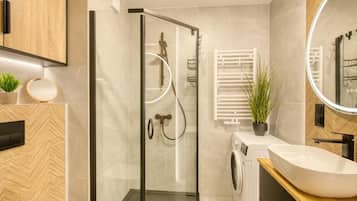 Studio, Garden View | Bathroom | Hair dryer, towels, soap, toilet paper