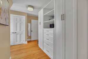Primary bedroom with a spacious closet and plenty of room for your belongings - Serenity Retreat | Hot Tub + Fire Pit | Walk Downtown (West Hartford)