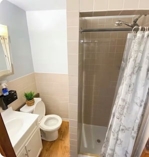 Shower, hair dryer, towels, soap - Compact Studio with AC and free street parking (Chicago)