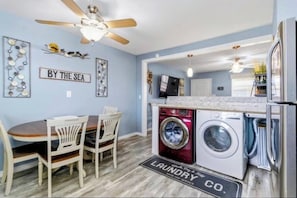 Washer and dryer located in kitchen  - Welcome to The Sandi Clam Condo! (Gulf Shores)
