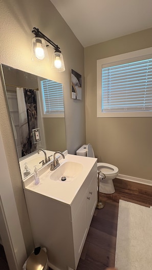Hair dryer, towels, soap, toilet paper - Camellia Key - Cozy 2BR Home with Fenced Backyard (Alexandria)