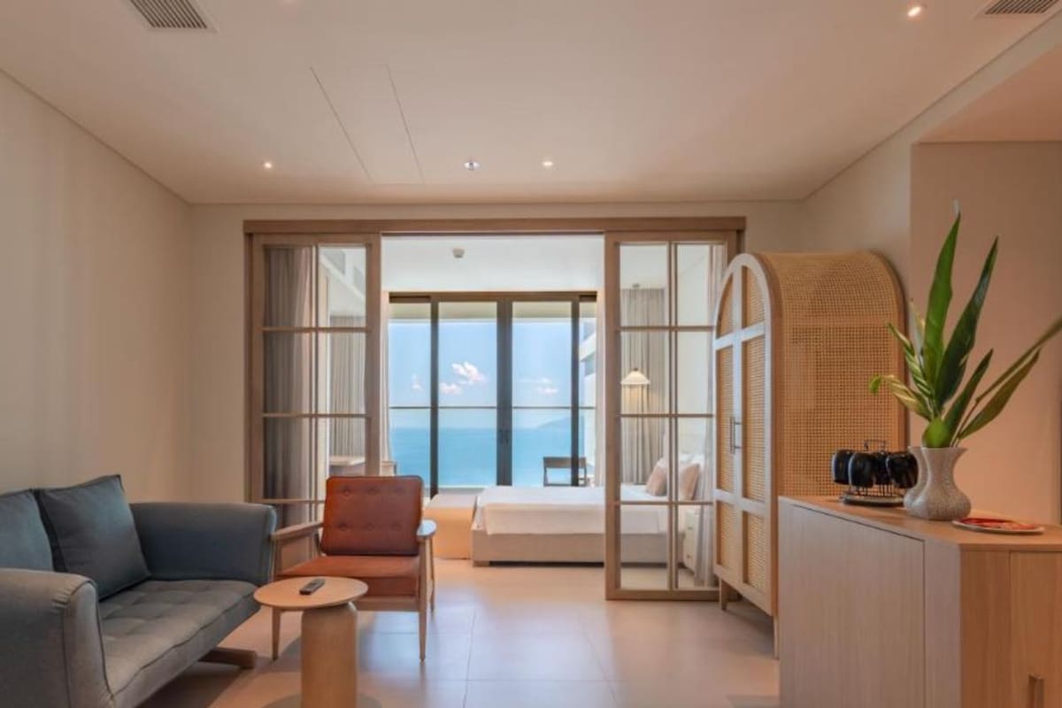 Luxury Studio, Balcony, Beach View | Desk, laptop workspace, iron/ironing board, free WiFi
