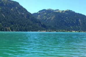A lake with mountains in the background. - Fisherman's dream by the lake (Nesselwängle)