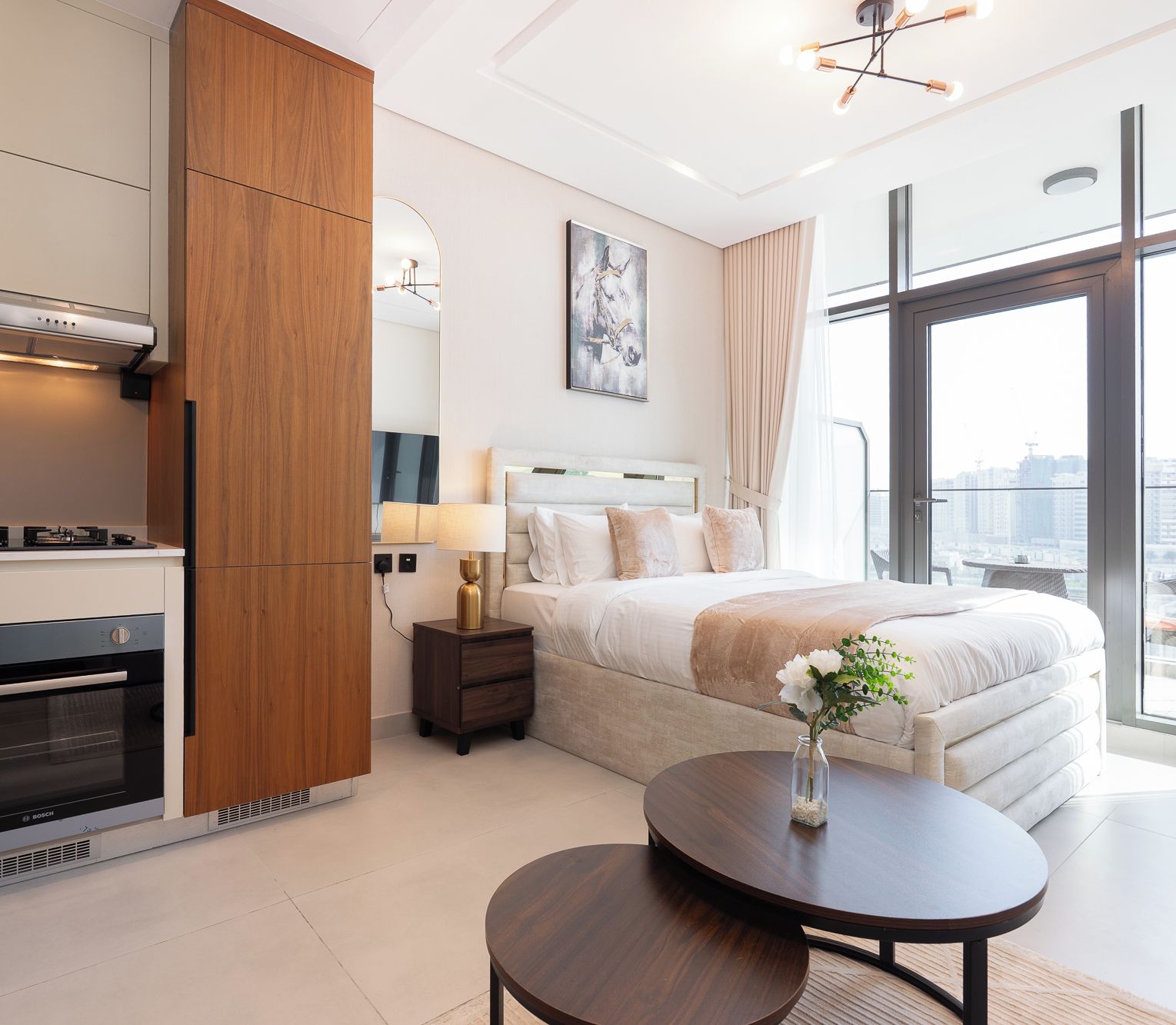Deluxe Studio, Balcony, City View | Private kitchen | Electric kettle, toaster, highchair, freezer