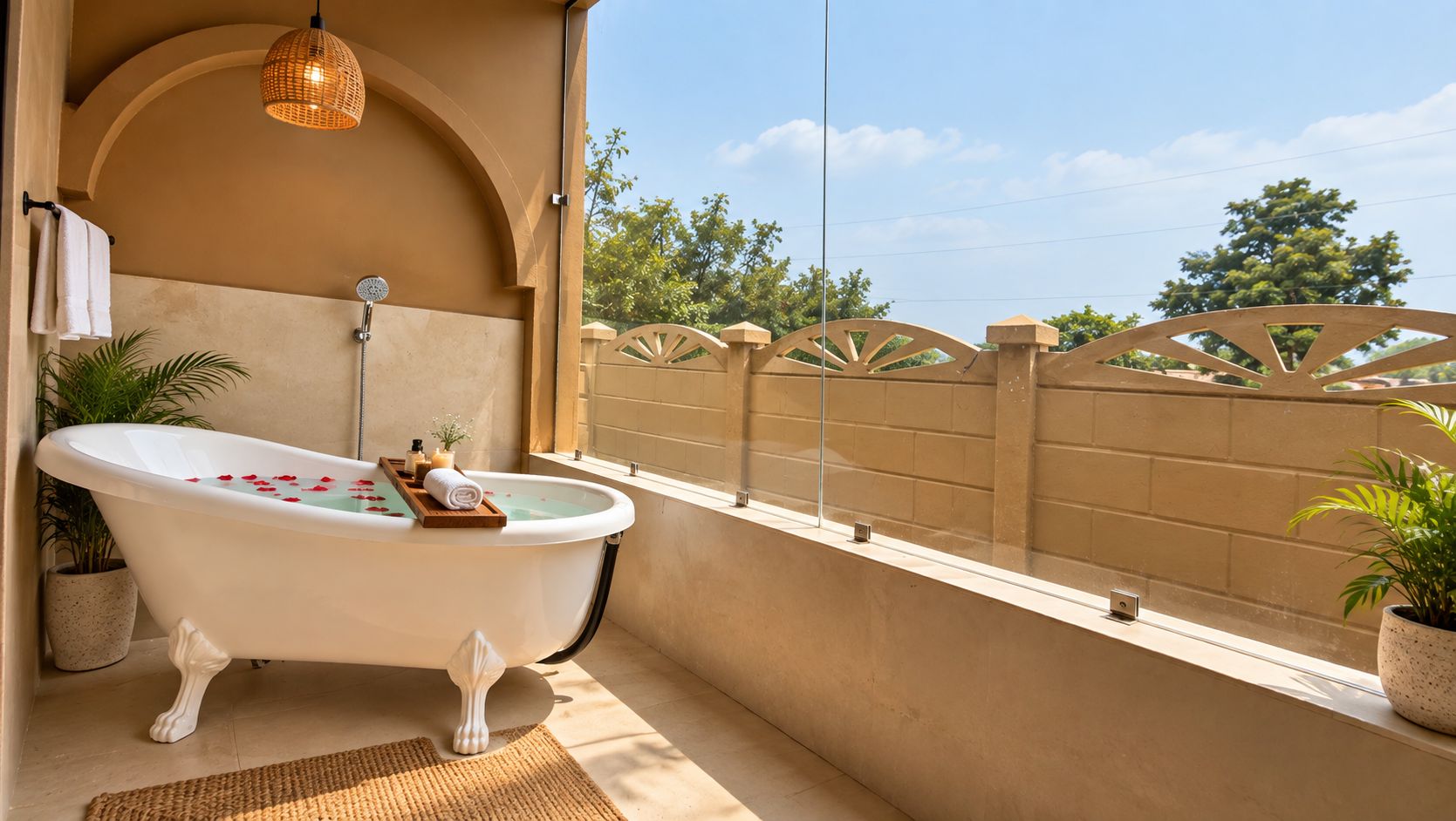 Double Room Single Use, 1 King Bed, Balcony, Pool View | Bathroom | Hair dryer, towels, soap, shampoo