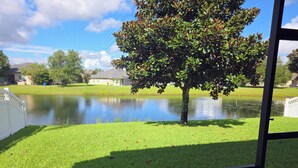A view of a grassy area with a pond and a tree. - Modern Open Concept 3/2 Retreat (Orange Park)