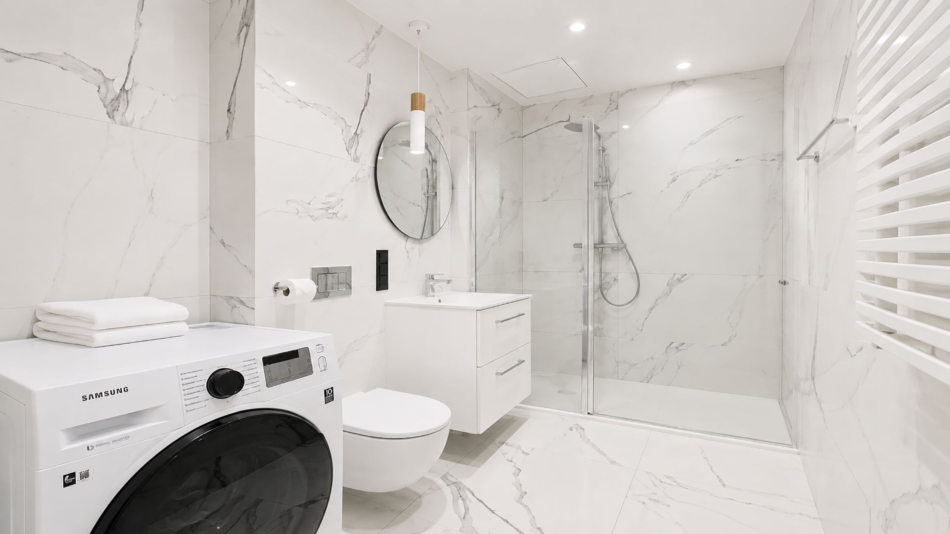 Apartment (A130) | Bathroom | Hair dryer, towels