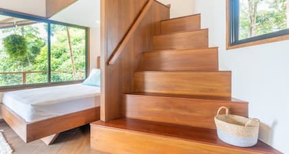Earth Home with Waterfall Jungle View above Uvita Beach with River, Sauna, Yoga