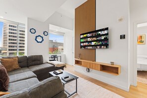 Living area - Elegant Skyline Retreat | 2BR•UG Parking (Edmonton)