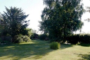 A grassy outdoor area with trees and a fence. - Winningmay - Magnolia (Schaalby)
