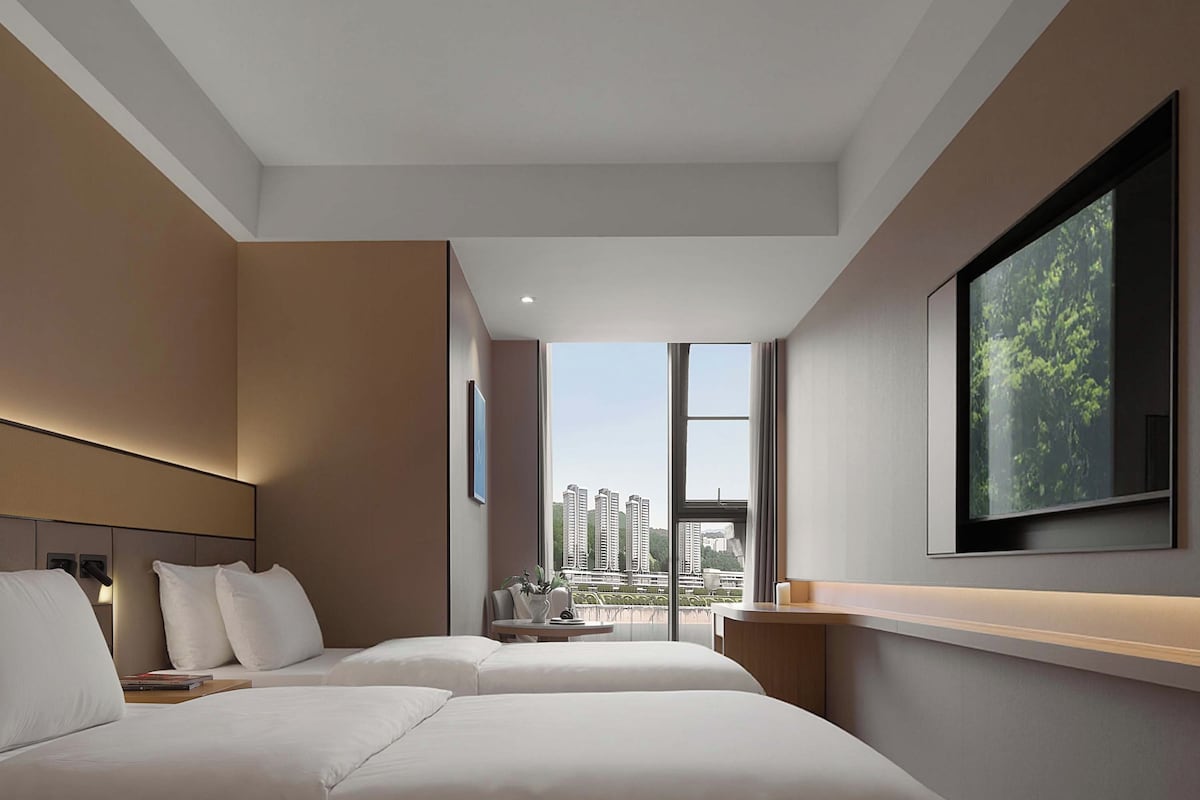 Habitación Business con 2 camas individuales, vistas al río | Escritorio, espacio para trabajar con un portátil, cortinas opacas