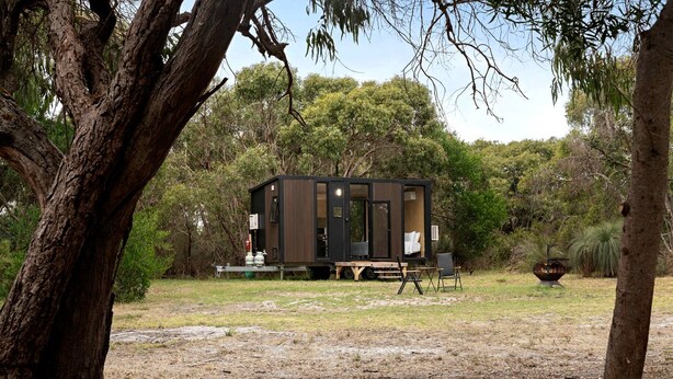 Unclassified image, 1 of 18, button - Coastal Tiny House with Fire Pit Perfect for Outdoor Adventures in Victoria (Cashmore)