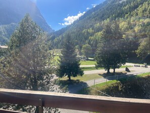 A mountainous landscape with dense forests and a clear sky. - Duplex at the foot of the slopes - 4 guests (Pralognan-la-Vanoise)