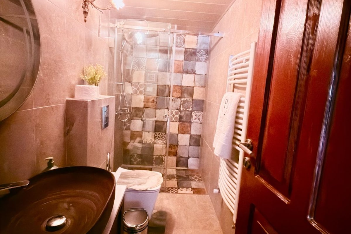 Estudi en suite Deluxe, vistes a la muntanya | Bany | Articles de tocador gratuïts, sabó, xampú i paper higiènic 