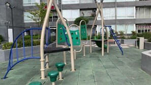 An outdoor playground with climbing structures and steps. - Domingo Santa Maria by Domus Travels (Santiago)