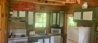 Chalet chaleureux avec foyer intérieur