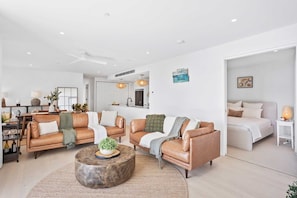 Living area - Luxe Oceanview Apartment in Palm Beach (Gold Coast)