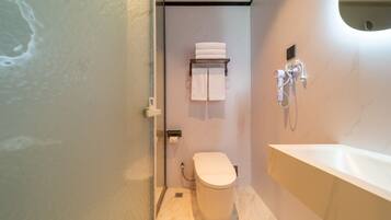Japanese-style Double Room, Non Smoking | Bathroom | Shower, hair dryer, slippers, towels