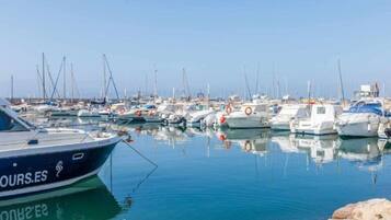 Un puerto deportivo con varias embarcaciones amarradas.