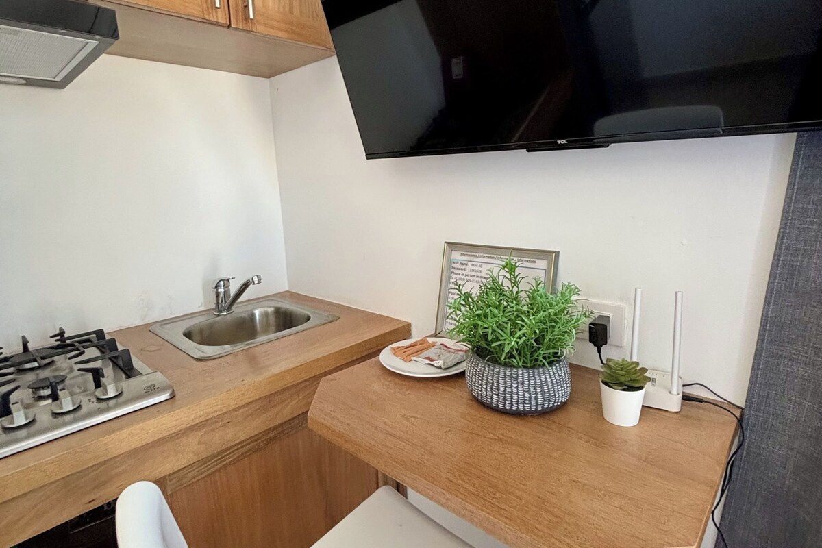 Comfort-studiolejlighed - 1 enkeltseng - aircondition - udsigt til pool | Privat køkken