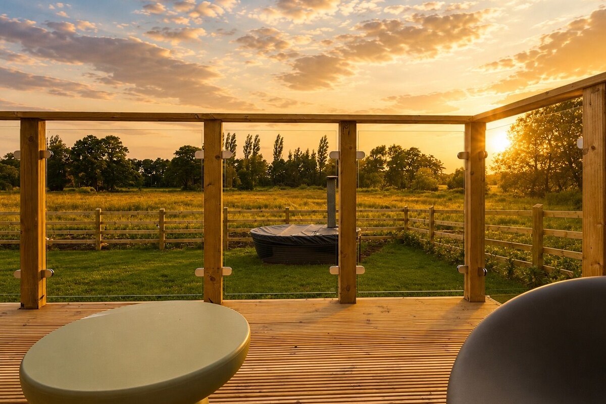 Ferienhütte, Balkon, Gartenblick | Unterkunftsgelände