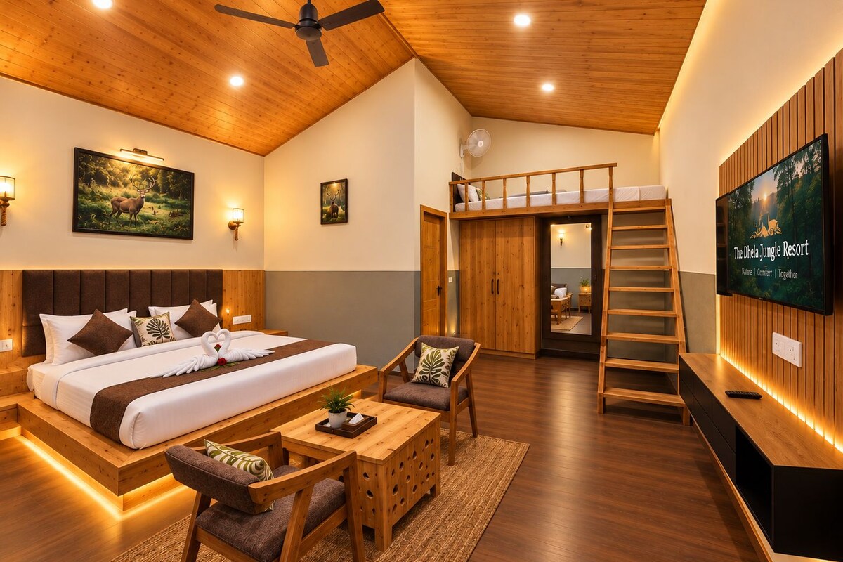 Habitación triple, balcón, vista al jardín