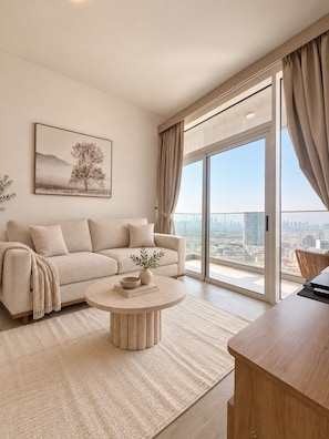 Living area - Top-Floor JVC Stay  Sunset & Skyline Views (Dubai)