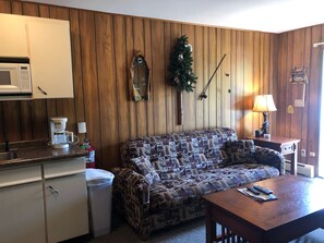 Living area - Hugel Haus 6 – Dog-Friendly 1BR Condo Steps from the Lifts, Big Powderhorn (Bessemer)