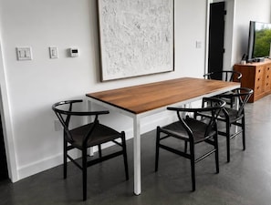Understated dining area