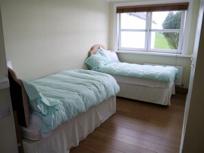 A room with two single beds, a window with blinds, and a radiator. - 3 Bed in Dalbeattie (oc-d582562) (Portling)