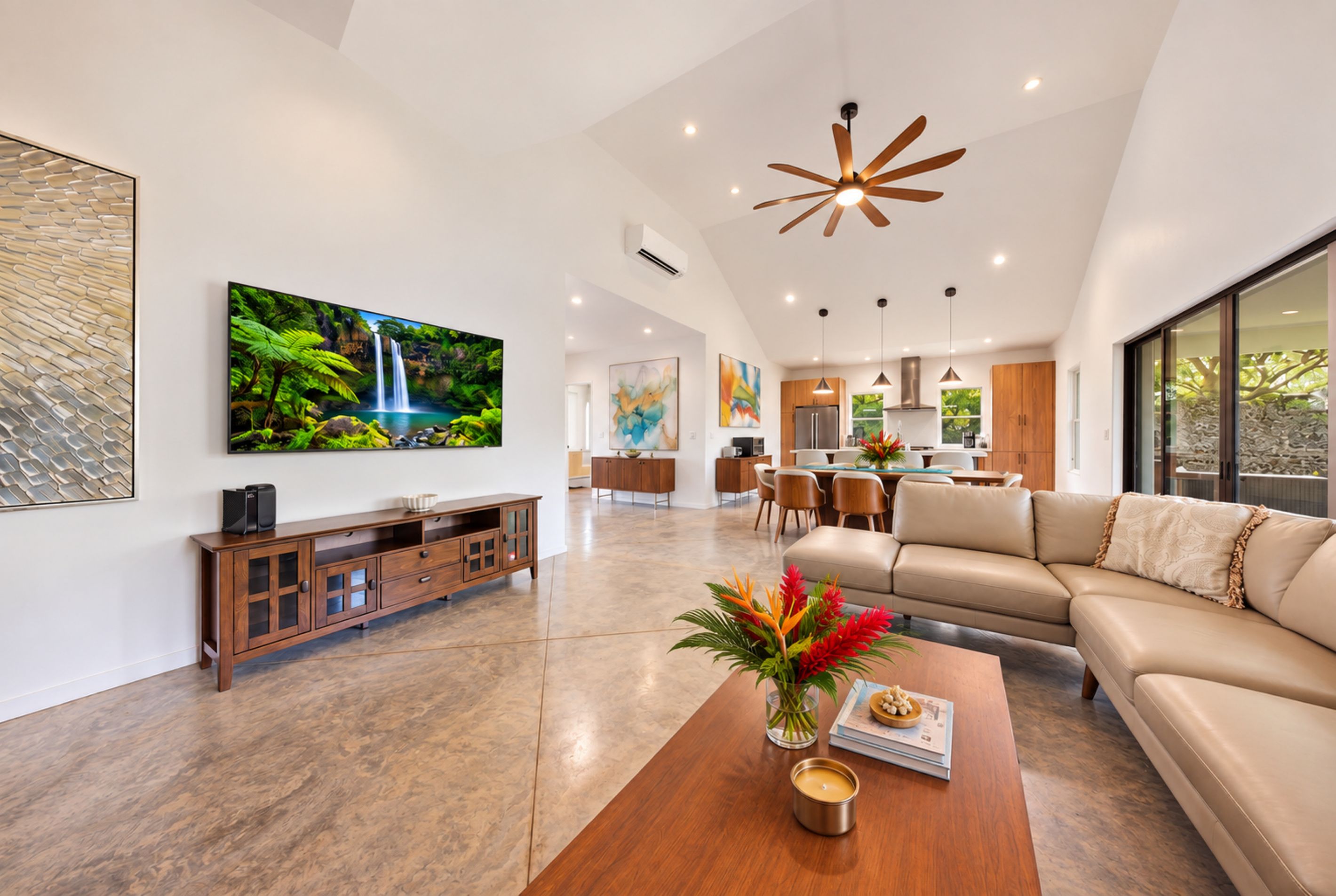 Gather, relax and reconnect in an expansive open living space made for groups.