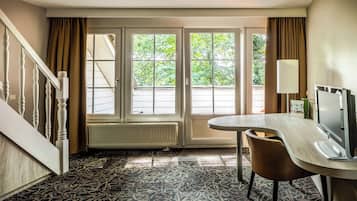 Bask in daylight while working or relaxing by wide windows.