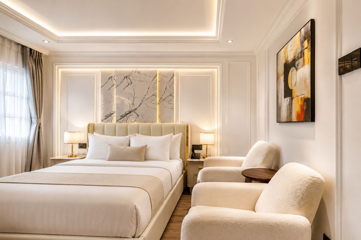 Habitación Deluxe doble, balcón, vistas a la ciudad | Escritorio y wifi gratis