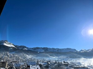 A panoramic view of a snow-covered mountain town with buildings and a clear sky. - Spacious apartment, panoramic view - 10 guests (Villard-de-Lans)