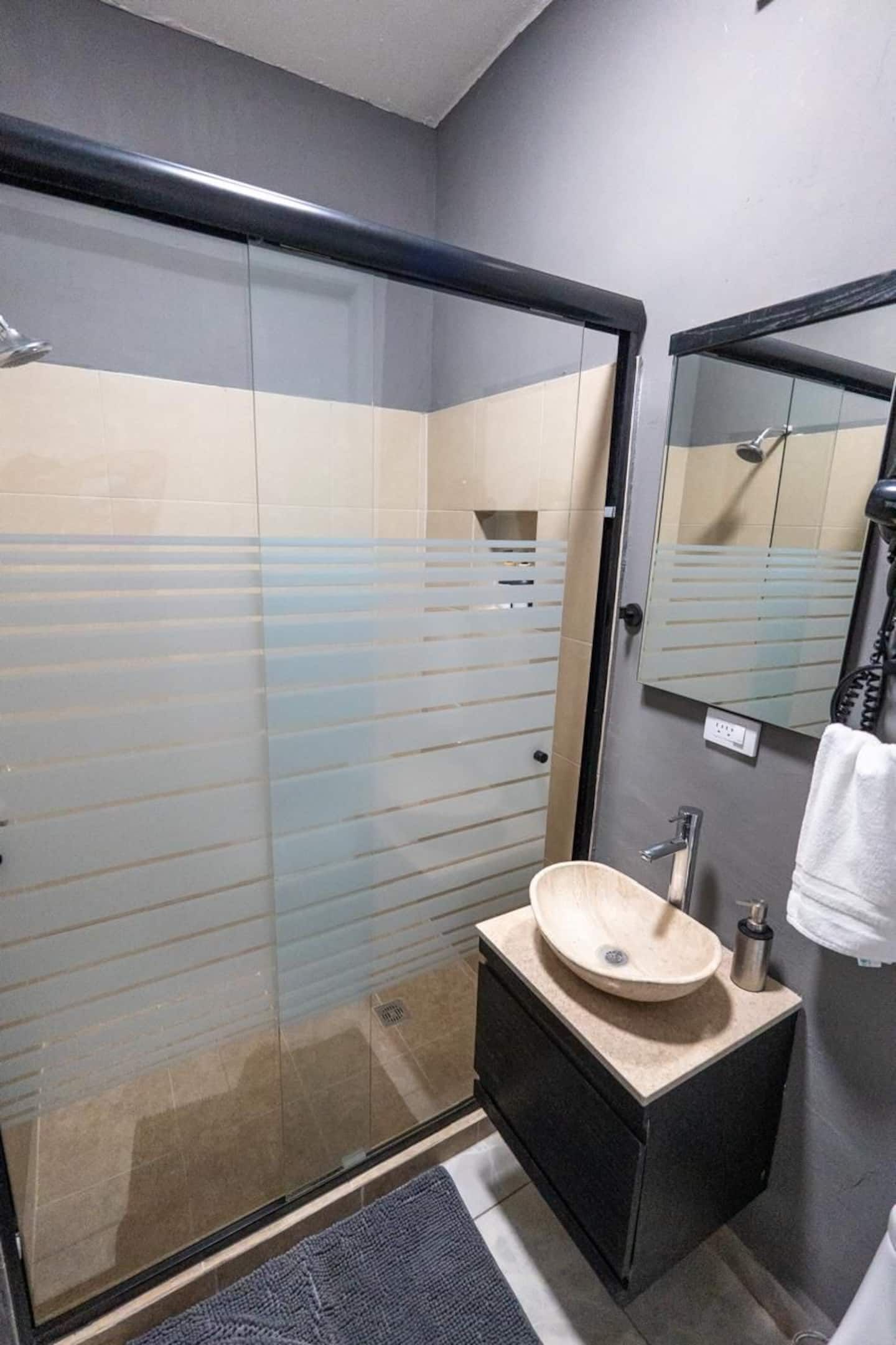 Classic Apartment, Courtyard Area | Bathroom | Shower, hair dryer, towels, soap
