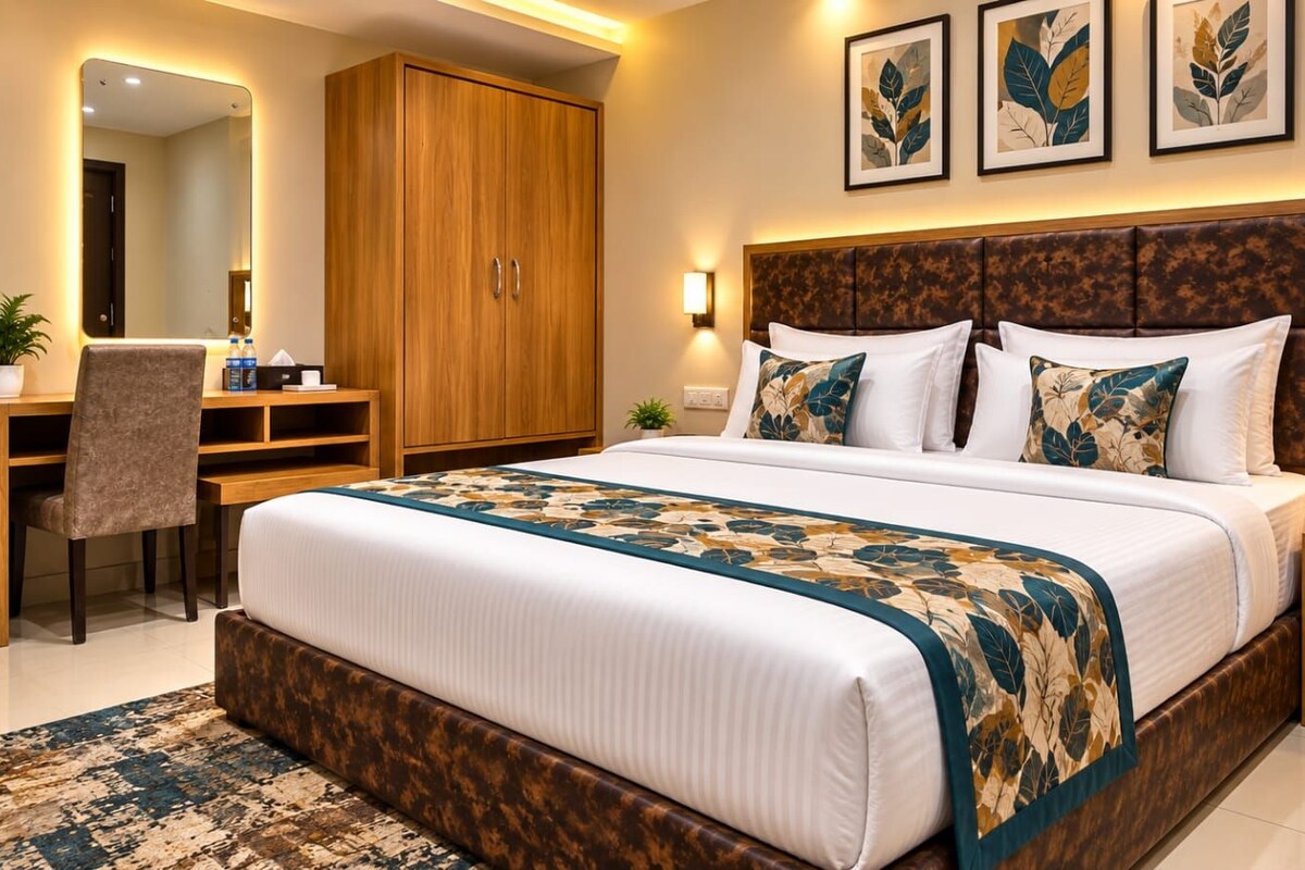 Habitación doble Deluxe, aire acondicionado | Escritorio, espacio para trabajar con laptop y wifi gratis 