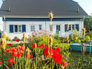 A house with a tiled roof, white walls, and blue shutters. - Mermaid by Interhome (Seebad Altefähr)