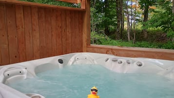 Year round, covered, shared hot tub