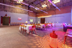 A banquet hall with tables and chairs arranged for a formal event. - Exclusive Estate - La Chapelle aux Acacias (Caucalières)