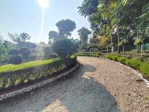 A gravel path curving through a landscaped area with trees and shrubs. - Resort Morning Glory (Mal)