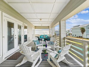 Deck w/ Outdoor Seating - Cici's Hideaway | Stunning Outdoor Spaces, Game Room (Corpus Christi)
