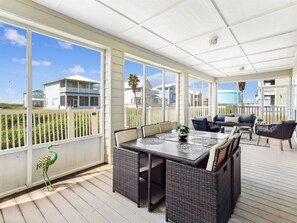 Screened Deck w/ Outdoor Seating - Cici's Hideaway | Stunning Outdoor Spaces, Game Room (Corpus Christi)